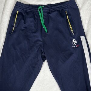 RLX Ralph Lauren Navy Joggers with Green and Yellow Accents